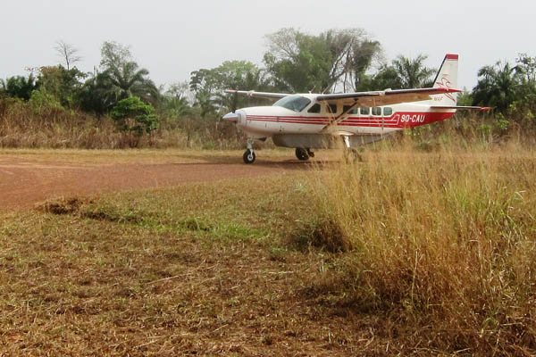MAF Cessna 208 Caravan I arriving at Wando Airstrip, Dungu, DR Congo
